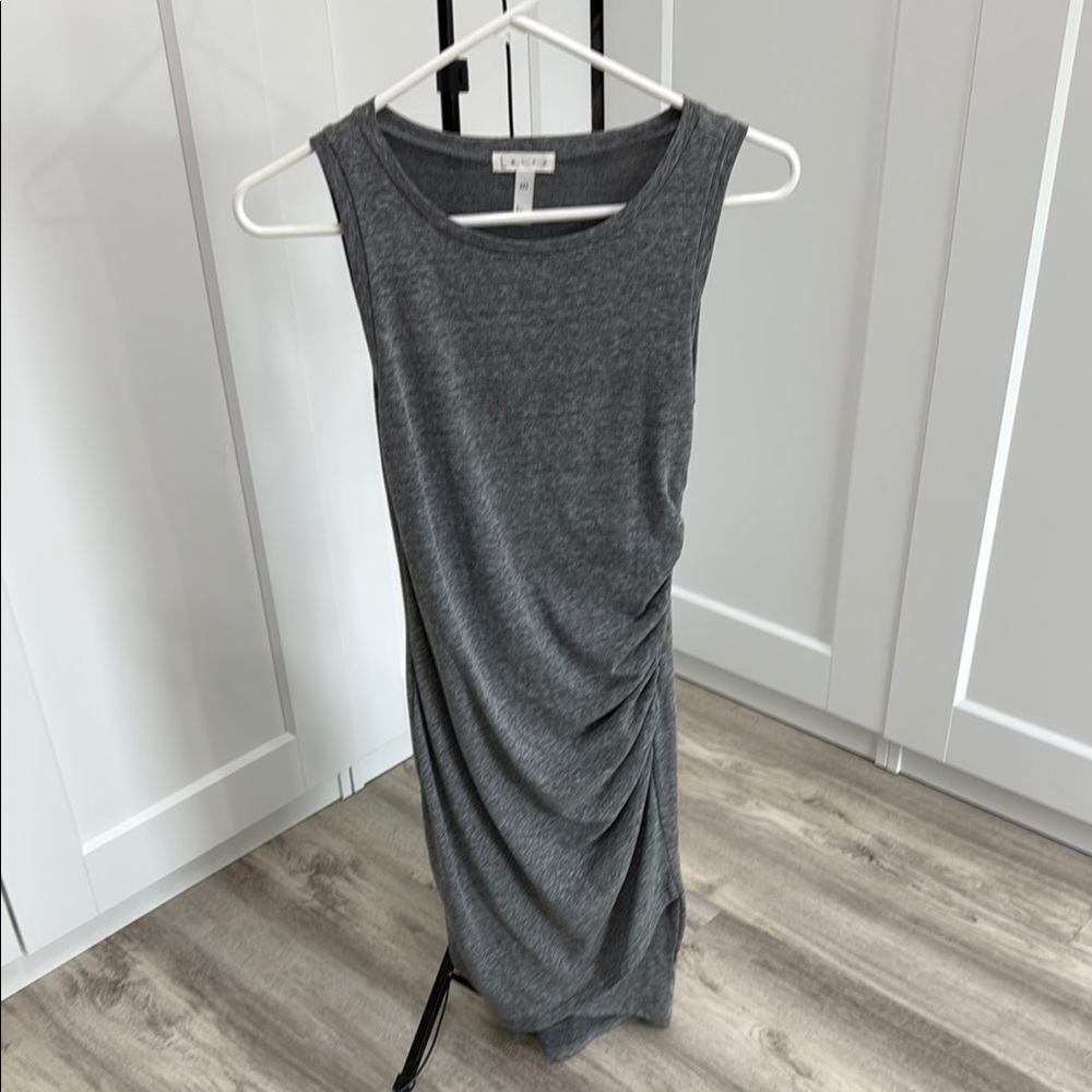 Leith Gray Ruched Sheath Midi Dress